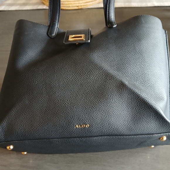 ALDO Black Leather Tote Bag EXCELLENT CONDITION - Picture 2 of 5